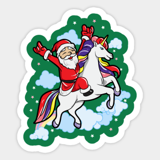 Santa Rocking Out Unicorn Christmas Sticker